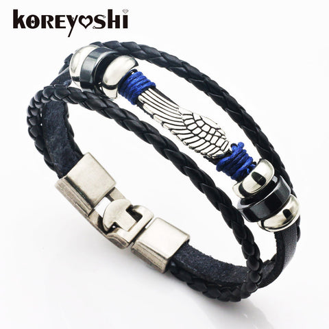 Punk Angel Wings Men Bracelets Snaps Jewelry