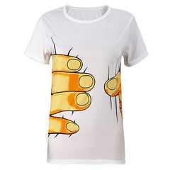 3D Big Hand Short Sleeve Cotton T Shirt