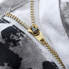 White Printed Fashion Men Jeans Slim Stretch