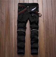 White Ripped Jeans For Men Casual Slim Fit