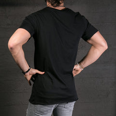 Big Neck Long T shirt Asymmetrical Side Zipper
