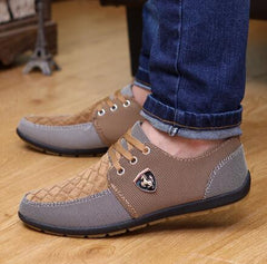 Flats Leather Canvas Shoes For Men