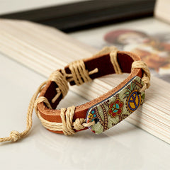 World Peace Symbol Charm Cuff Bracelet Wrist Band