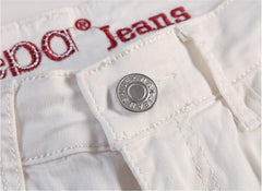 White Ripped Jeans For Men Casual Slim Fit