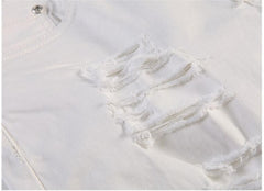 White Ripped Jeans For Men Casual Slim Fit