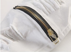 White Ripped Jeans For Men Casual Slim Fit