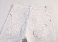 White Ripped Jeans For Men Casual Slim Fit