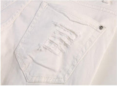 White Ripped Jeans For Men Casual Slim Fit