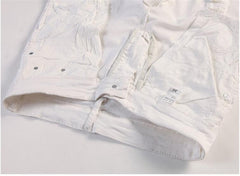 White Ripped Jeans For Men Casual Slim Fit