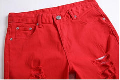 White Ripped Jeans For Men Casual Slim Fit