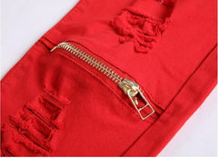 White Ripped Jeans For Men Casual Slim Fit