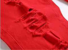 White Ripped Jeans For Men Casual Slim Fit