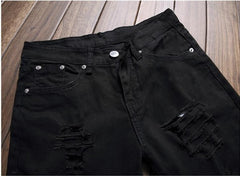 White Ripped Jeans For Men Casual Slim Fit