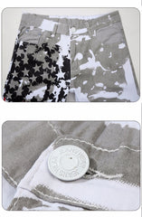 White Printed Fashion Men Jeans Slim Stretch