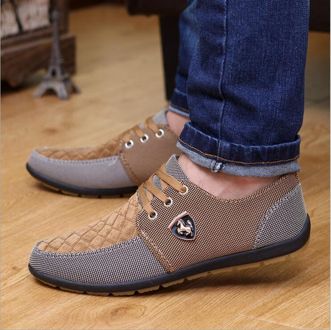 Flats Leather Canvas Shoes For Men