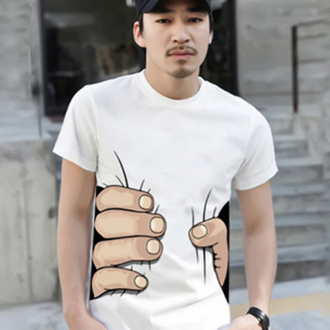 3D Big Hand Short Sleeve Cotton T Shirt