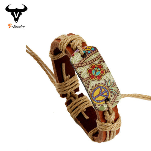 World Peace Symbol Charm Cuff Bracelet Wrist Band